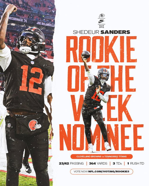 Shedeur Sanders is up for Rookie of the Week ⌚️

Vote ⬇️

https://t.co/kL2JDcHV4Q 