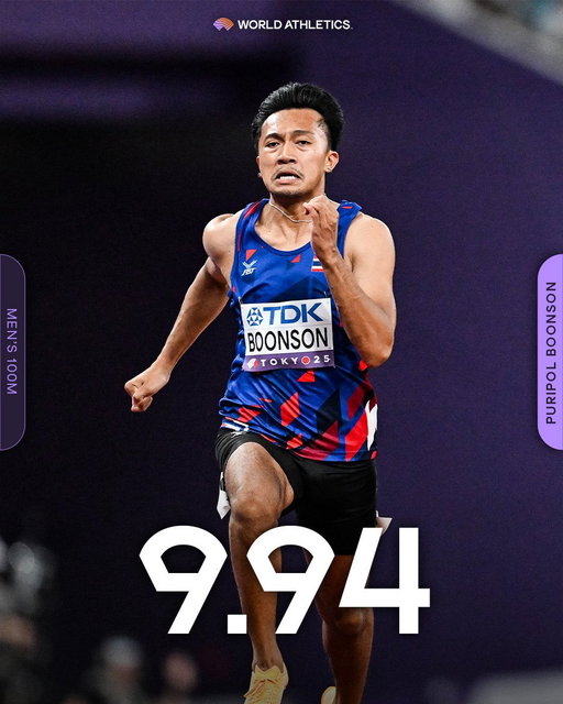Sub 10 in December 😤

🇹🇭’s Puripol Boonson flies to a big PB and Asian U20 record or 9.94 in the 100m heats of the Southeast Asian Games 👏 

That makes him the 5th fastest U20 athlete in history 🔥 
