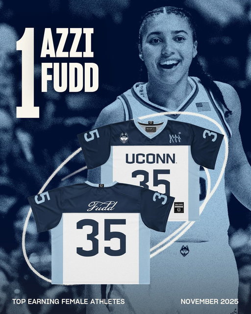The Top Earning Female Athlete of November: Azzi Fudd! 

She tops the list for the fourth consecutive month! 