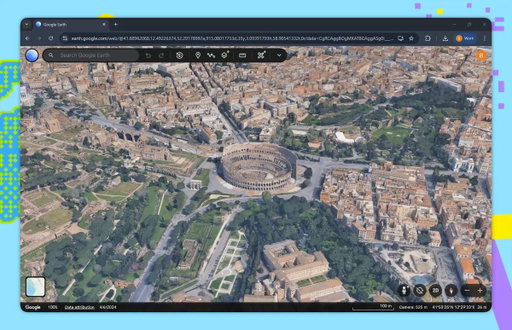 Romans used to flood the Colosseum for naval battles. I wanted to see what that looked like. So I made this Chrome extension to capture anywhere on Google Earth, transform it into any time period or style, and turn it into a drone shot 🌍 