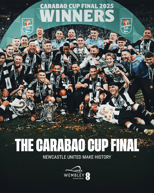 2025. The year that @NUFC lifted the @Carabao_Cup 🏆

A truly historic day under the arch as Newcastle United ended a 70-year wait for silverware. 

It really was a win that a generation of Geordies had been waiting for ⚫️⚪️ #CarabaoCup 