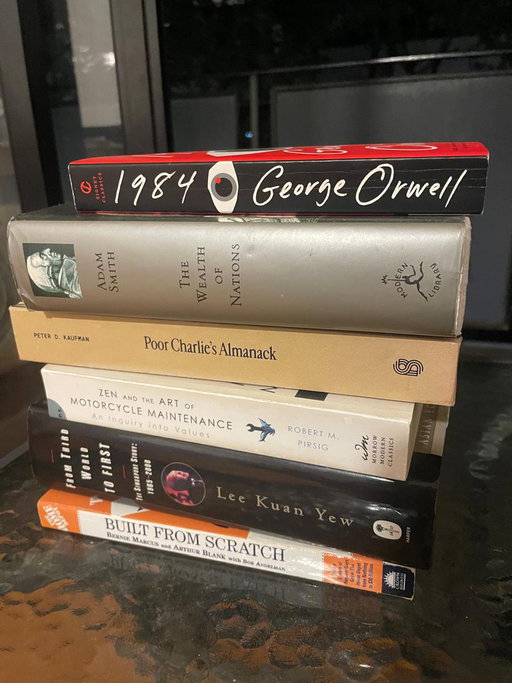 If you want to read 1 astounding book every month in 2026, follow this plan: (5 of these are so good that I either gifted or lent)

Jan: Poor Charlie's Almanack.
Feb: Guns, Germs and Steel.
Mar: 1984.
April: Deep Simplicity.
May: The Pleasure of Finding Things out.
Jun: From Third World to First.
July: Zen and the Art of Motorcycle maintenance.
Aug: The Wealth of Nations OR the Origin of Species.
Sep: The Prince.
Oct: Leonardo Da Vinci, Isaacson.
Nov: The Brothers Karamazov.
Dec: Built from Scratch.