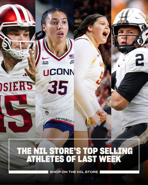 The Top Selling Athletes on the NIL Store last week 👀 

1. Azzi Fudd 
2. Braden Smith
3. Fernando Mendoza 
4. Andrej Stojakovic 
5. Coen Carr 
6. Diego Pavia 
7. Kiyan Anthony 
8. Fletcher Loyer 
9. Audi Crooks 
10. Keaton Wagler 