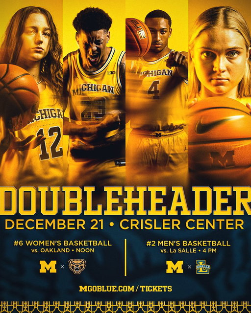 No. 6 @umichwbball and No. 2 @umichbball are back in Crisler this weekend for a doubleheader!

Get tickets now » https://t.co/z8HW4KzedJ | #GoBlue 