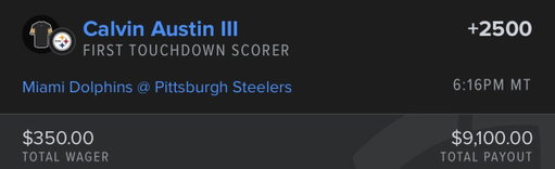 THE FIRST TOUCHDOWN OF MNF STEELERS V DOLPHINS WILL BE GOING TO ONE OF THESE GUYS… 