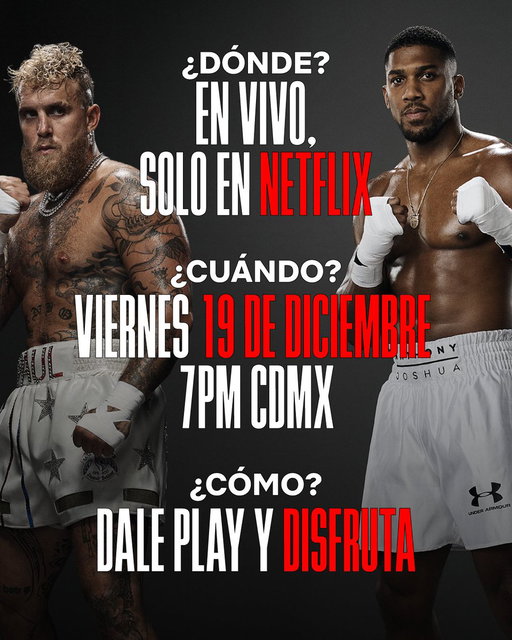 ¿Listo para este tremendo choque? 💥 Aquí te dejamos el cuándo, dónde y cómo de la batalla entre Jake vs. Joshua. 🥊 🔥  Este viernes 19 de diciembre, 7PM CDMX, solo en Netflix. 
