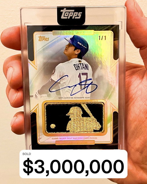 🚨 BREAKING NEWS 🚨

We just sold the Shohei Ohtani 1/1 Gold Logoman Patch Autograph card for $3,000,000.

This is a new ALL-TIME record sale for ANY Shohei Ohtani card and is 2.8x higher than the previous record. 