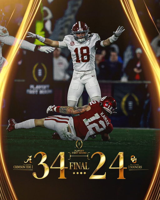Ain’t no love in Oklahoma. 😉

#CFBPlayoff | #RollTide 