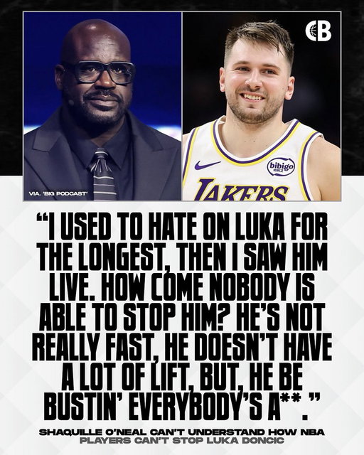 Shaquille O’Neal says he can’t understand how NBA players can’t stop Luka Doncic: 

“I used to hate on Luka for the longest, then I saw him live. How come nobody is able to stop him? He’s not really fast, he doesn’t have a lot of lift, but he be bustin everybody’s a**.” 

Luka in 2025-26: 35.2 PPG, 8.8 RPG, 9.1 APG, 1.6 SPG, 46 FG%, 32 3P% 

Thoughts? 🤔

Via. @bigpodwithshaq