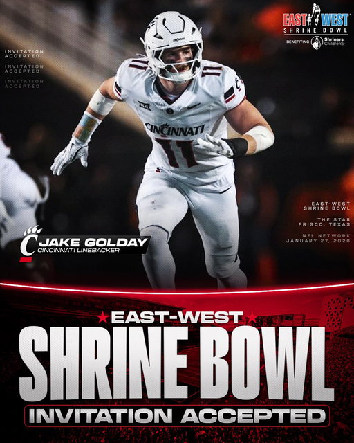 Invitation Accepted

@GoBearcatsFB LB Jake Golday (@GoldayJake) has officially accepted his invite to the East-West Shrine Bowl! 🙌

#GoBearcats | #ShrineBowlWHOSNEXT 😎 