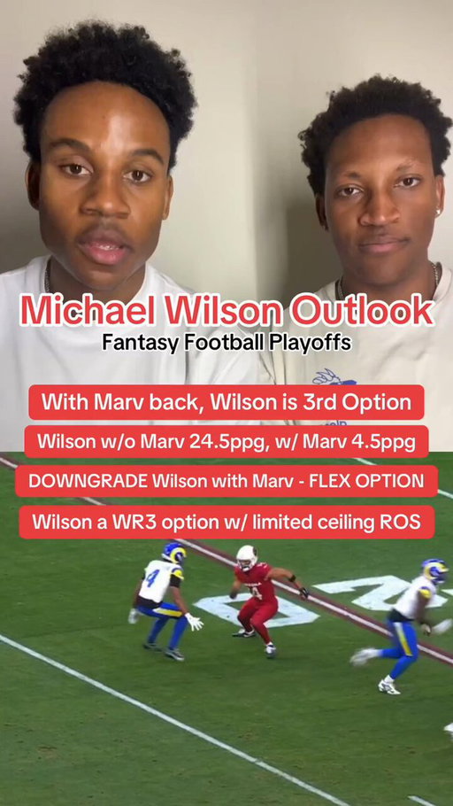 What should you do with Michael Wilson now that Marvin Harrison Jr. is expected to be back in week 16? The SimmBros dive into what Marv’s return means for Michael Wilson, a player many fantasy players have been relying on lately as Marv has been out. With Marv back, Wilson gets 
