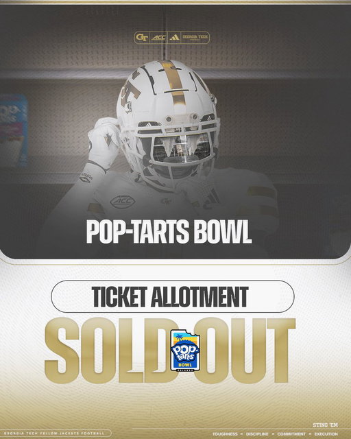 .@PopTartsBowl Ticket Allotment is SOLD OUT 🎉

📰 http://buzz.gt/GTPTBTixSold25

#StingEm 🐝 