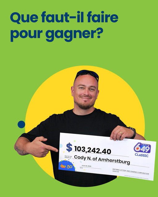 Cody a remporté plus de 100 000 $ 💰 en gagnant le 2e lot🥈 de LOTTO 6/49. Il a demandé une Mise-éclair pour le plaisir. À quel jeu de loterie jouez-vous pour le plaisir? 