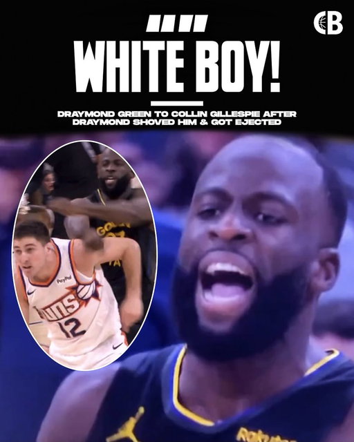 “WHITE BOY! B***! DON’T PULL THAT S***, WHITE BOY!” 

What Draymond Green yelled at Phoenix Suns guard Collin Gillespie after Draymond shoved him &amp; got ejected 👀🗣️

Thoughts? 🤔 
