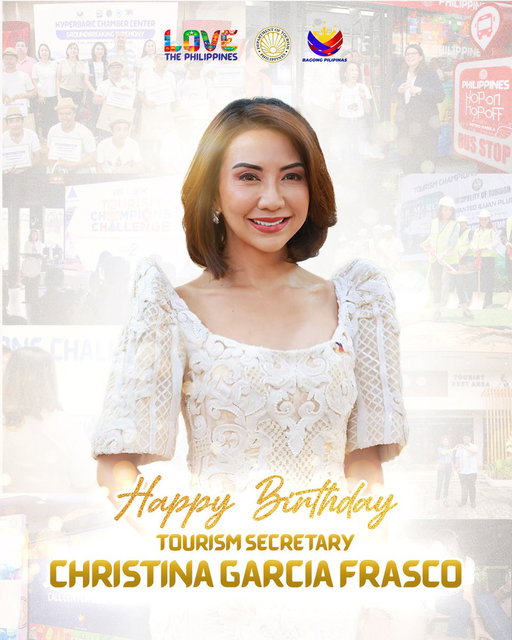 Happy Birthday, Department of Tourism Secretary Christina Garcia Frasco. May your special day be as inspiring as the vision you continue to share with the nation. #LoveThePhilippines 