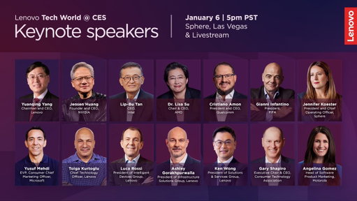 Experience Lenovo Tech World like never before at CES 2026, live from Sphere in Las Vegas! Hear from global tech leaders as they talk about how AI is transforming business, technology, &amp; everyday life.

❤️ this post to learn more and get a reminder to tune in Jan 6 at 5pm PST! 