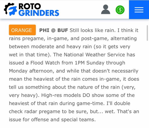 🏈☔️☔️☔️  I think it’s going to pour in Buffalo today.*

There’s also some other games with rain and wind concerns: https://t.co/1Hr4Wpuw1w

*We’re still 8ish hours out from the Buffalo game, so the rain isn’t quite a lock… but it’s highly likely. I’ll keep watching it. 