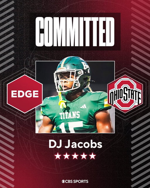 BREAKING: It’s @OhioStateFB for the No. 1 player in the 2027 class, five-star edge rusher DJ Jacobs. 

Story: https://t.co/s4R6gDv6SF

@DaviddJacobss 

@247Sports 