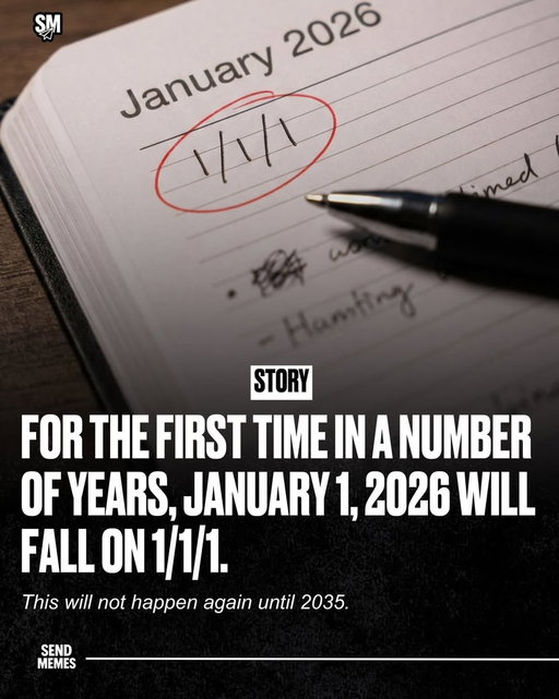 For the first time in years, January 1, 2026 will fall on 1/1/1

This phenomenon will not happen again until 2035 