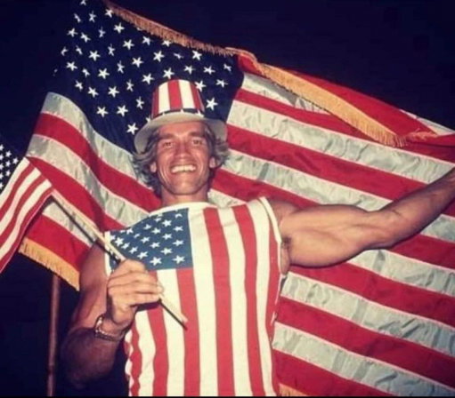 Arnold Schwarzenegger on the day he received US citizenship (1983) 