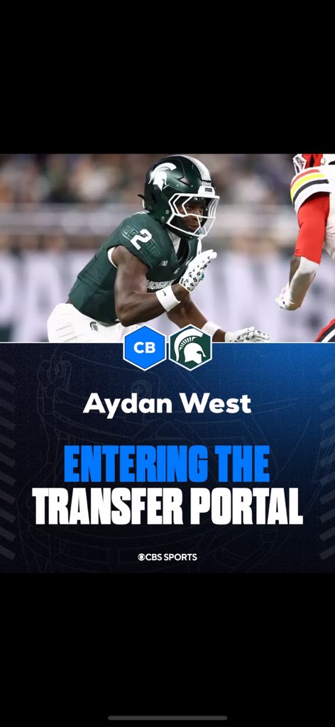 Michigan State freshman CB @AydanWest0 plans to enter the transfer portal. He had 19 tackles and played in all 12 games. He had 11 tackles in the last two games.

https://t.co/hKEjO2jfCw 