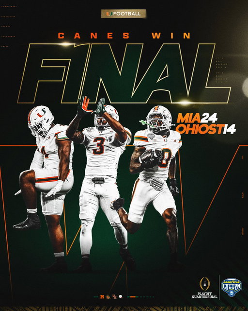 COTTON BOWL CHAMPIONS! 🙌

#GoCanes | @CFBPlayoff 