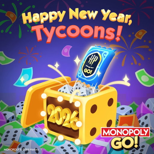 HELLO, 2026! New Year, new luck! 🎊
Thank you to all the Tycoons for another incredible year of MONOPOLY GO! 

Claim your 4-Star Sticker pack and 200 Rolls below! Here’s to big wins and bold beginnings.💰
🔗 https://t.co/3lk2mCEPRZ 
