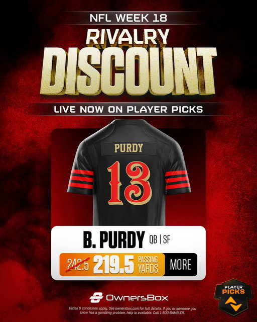 No. 1 Seed on the Line 🚨

Brock Purdy’s passing yards are discounted for tonight vs the Seahawks 🏷️

Go grab it live in the app now 👀 