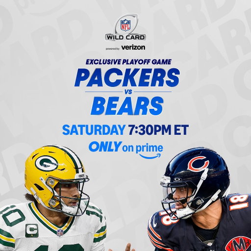 PACKERS. BEARS. WILD CARD SATURDAY NIGHT ON PRIME.

Watch @PrimeVideo's exclusive Wild Card Game Saturday at 7:30pm ET. 
