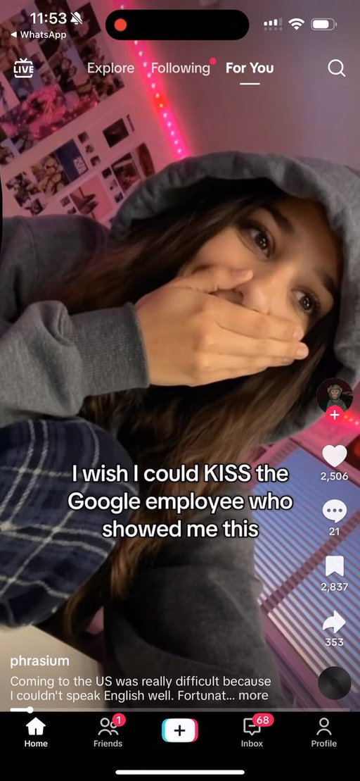 "i wish i could KISS the Google employee who showed me this" 

lmao this hook going so far 