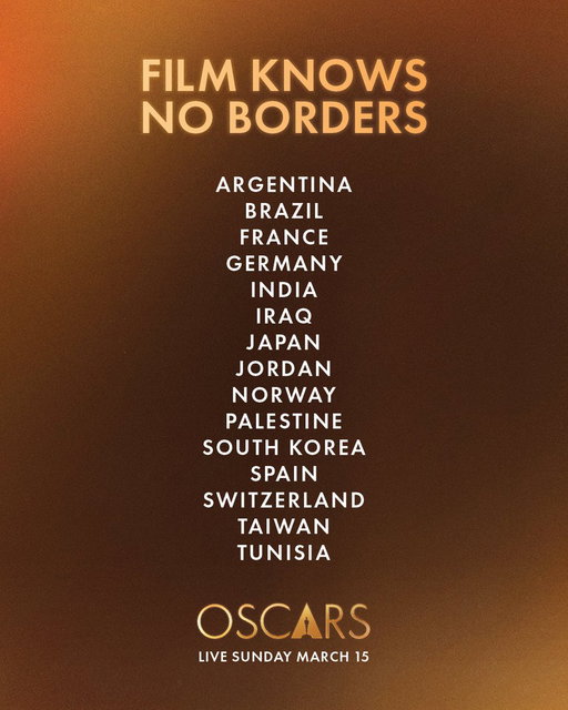 Fifteen films advanced to the next round of voting in the International Feature Film category. Here’s where they land on the map:

Argentina, BELÉN
Brazil, THE SECRET AGENT
France, IT WAS JUST AN ACCIDENT
Germany, SOUND OF FALLING
India, HOMEBOUND
Iraq, THE PRESIDENT’S CAKE
Japan, KOKUHO
Jordan, ALL THAT’S LEFT OF YOU
Norway, SENTIMENTAL VALUE
Palestine, PALESTINE 36
South Korea, NO OTHER CHOICE
Spain, SIRÂT
Switzerland, LATE SHIFT
Taiwan, LEFT-HANDED GIRL
Tunisia, THE VOICE OF HIND RAJAB

Oscar nominations will be announced on Thursday, January 22nd.