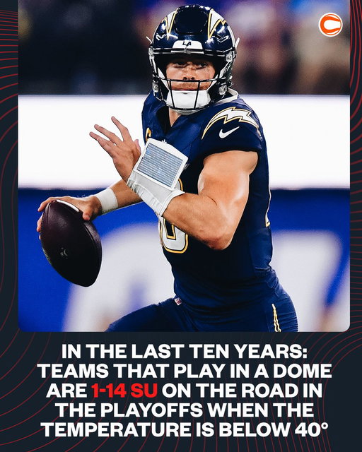 The Chargers are heading to Gillette Stadium on Sunday, and it's supposed to be below 30° 🥶🥶🥶

h/t @MattCouture5 