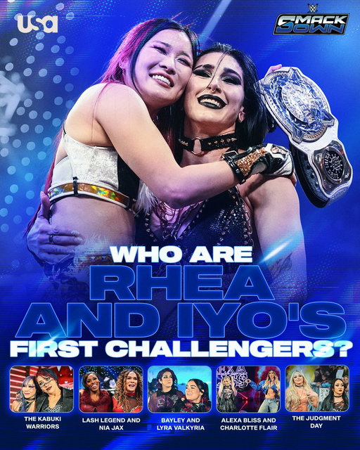 The Women's Tag Team Division continues to heat up! Who's next in line to face @RheaRipley_WWE and @Iyo_SkyWWE? #SmackDown 
