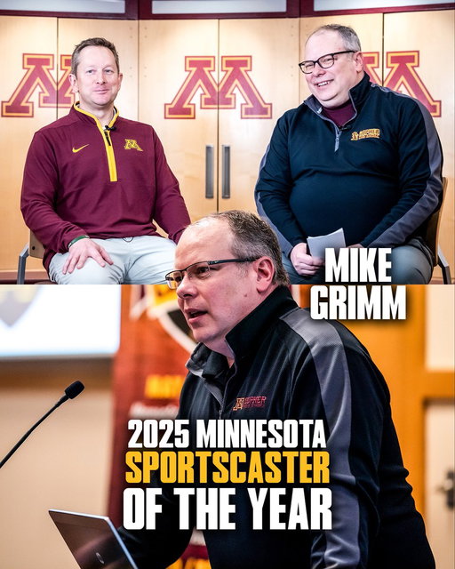 Congratulations to our very own Mike Grimm! 

For 20 years, Grimm has called games for the Gophers. This is his 5th time winning this award! 

#SkiUMah 