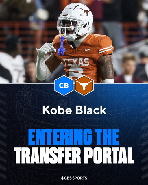Texas CB Kobe Black plans to enter the portal, his rep @agentmuck tells @CBSSports.

The 6-foot-2, 200-pounder has played 28 career games: 28 tackles, 2 PD, 1 INT. Was a @247Sports Composite 5-star recruit. 

Expected to be a popular CB option for teams.

https://t.co/31GxVZIA0D 