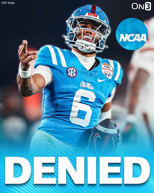 BREAKING: The NCAA has DENIED Ole Miss QB Trinidad Chambliss a 6th season of eligibility❌

https://t.co/LFUNlkDZfe