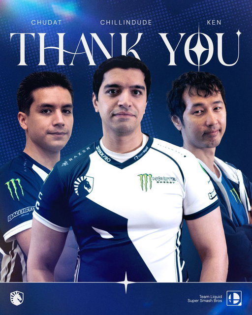 Today we say goodbye to three legends of the game, three of Team Liquid's longest tenured players: Ken, Chillindude, and ChuDat. 

These players did so much to shape Smash Bros and it was an honor to have them on board. We know they've done so much for Melee, Liquid, and esports. We put together a brief history of each player that you can read in the link below.
