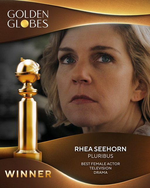 Rhea Seehorn! Your work on Pluribus just won you Best Female Actor – Television – Drama! #GoldenGlobes 