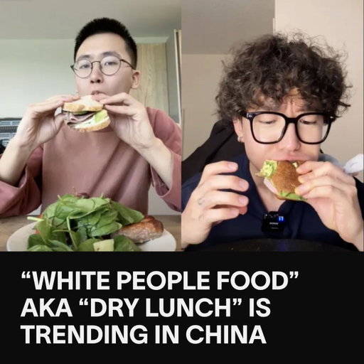 Chinese social media is blowing up with videos of people trying "white people food." Also called "dry lunch," the meals are plain and bland things like ham and cheese sandwiches or scrambled eggs on toast. https://t.co/FUUjSn6fIg 