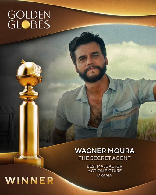 Wagner Moura is the #GoldenGlobes winner for Best – Motion Picture – Drama for their performance in The Secret Agent! 🎥✨ 