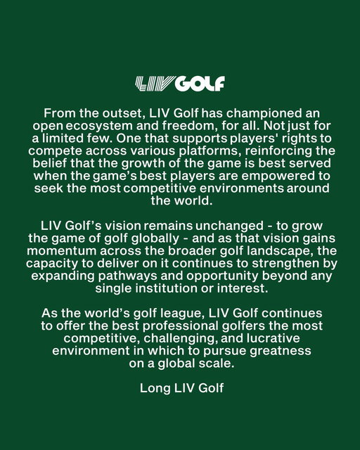 Official statement from LIV Golf 