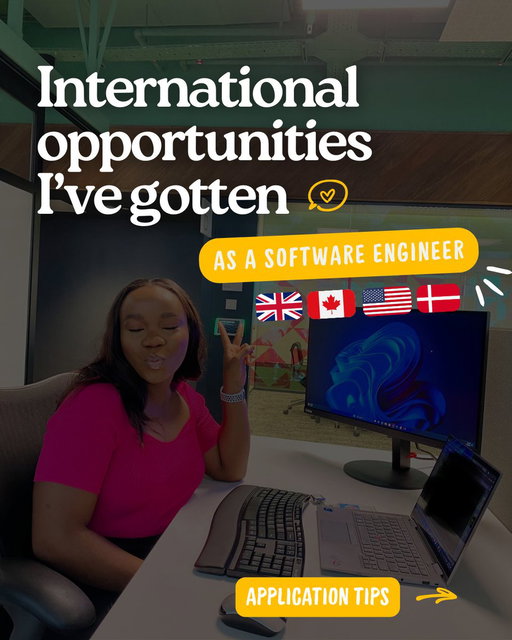 A few international opportunities I've gotten as a Software Engineer❤️

If you're applying to international tech roles (especially from Nigeria 🇳🇬), here are a few tips:🚀

✨Turn on job alerts for any company you're interested in, this helps you apply faster.

✨Connect with recruiters on LinkedIn for the exact location you’re applying to.

✨ Ask for referrals before you apply.

✨ Your resume should be one page and straight to the point (if you have < 5 years of experience)

✨ Be visible on LinkedIn and use the right key words.

✨ Research about the compnay before your first interview to increase your chances of moving to the next stage.

✨ Only apply to roles that align with your experience and skillset

✨Apply to EMEA regions more - London, Dublin, Amsterdam, Germany, Sweden, etc.

✨ Reach out to hiring managers on LinkedIn and SELL YOURSELF!

If you find this helpful, I’ll be sharing more strategies I use in this program: 🎉https://t.co/PpqRvDCWwu