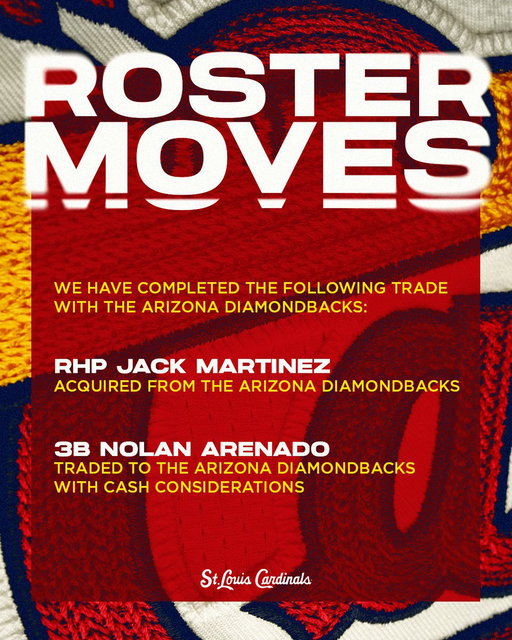 We have completed the following trade with the Arizona Diamondbacks: 
