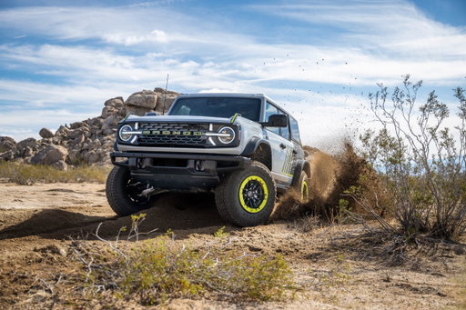 Meet the new 2026 #BroncoRTR. 🔥 Built for high-speed off-road thrills with anti-lag turbo technology, standard high-clearance suspension, 33-inch tires, and available Sasquatch® package. 