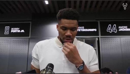 Giannis says repeatedly that dead legs can't be an excuse for himself and the Bucks:

"I don't think it's dead legs. Dead legs cannot be [the issue]. How old is Mike Conley?" 

Reporter: "37, 38." 

Giannis: "Oh shit I thought he was like 41. 37? He was moving faster than me. That cannot be an excuse. Cannot be an excuse. Dead legs cannot be an excuse. We have to be better."