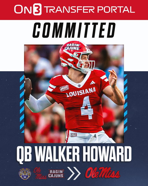 BREAKING: Louisiana transfer QB Walker Howard has signed with Ole Miss, @PeteNakos reports🦈

https://t.co/nsiuGLJCfz 