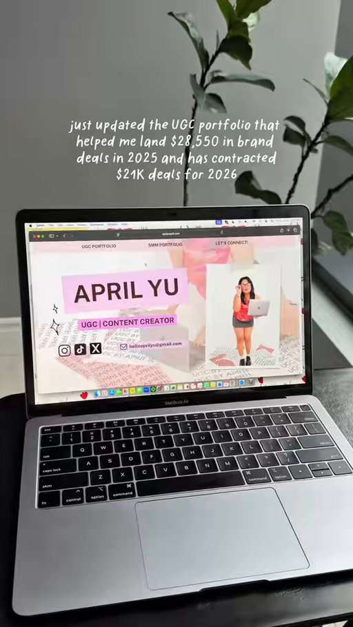 This portfolio helped me land $28,550 in brand deals in 2025 + $21K already contracted for 2026 ✨

Betting on myself was the best decision.

Brands — let’s make something awesome in 2026✨

💌 helloaprilyu@gmail.com
.
.
#ugc #UGC #ugccreatorsneeded #ugcopportunity #ugccommunity 