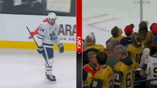 Mitch Marner shoots a puck at Auston Matthews' feet at the end of warmups

🎥: TSN | NHL 