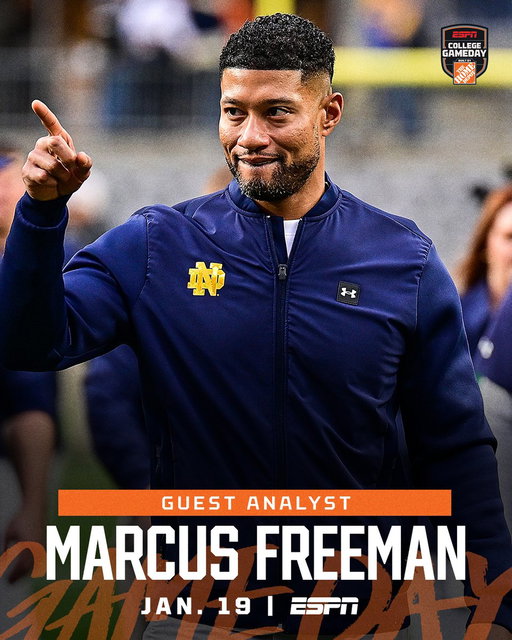 Notre Dame head coach Marcus Freeman will be joining GameDay as a guest analyst for the national championship 👏 