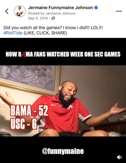 My life literally changed forever in 2016. Had just bought a new iPhone. Decided to record myself reacting to SEC games as a Bama fan on a couch. The rest is history. God is amazing 🙏🏾 